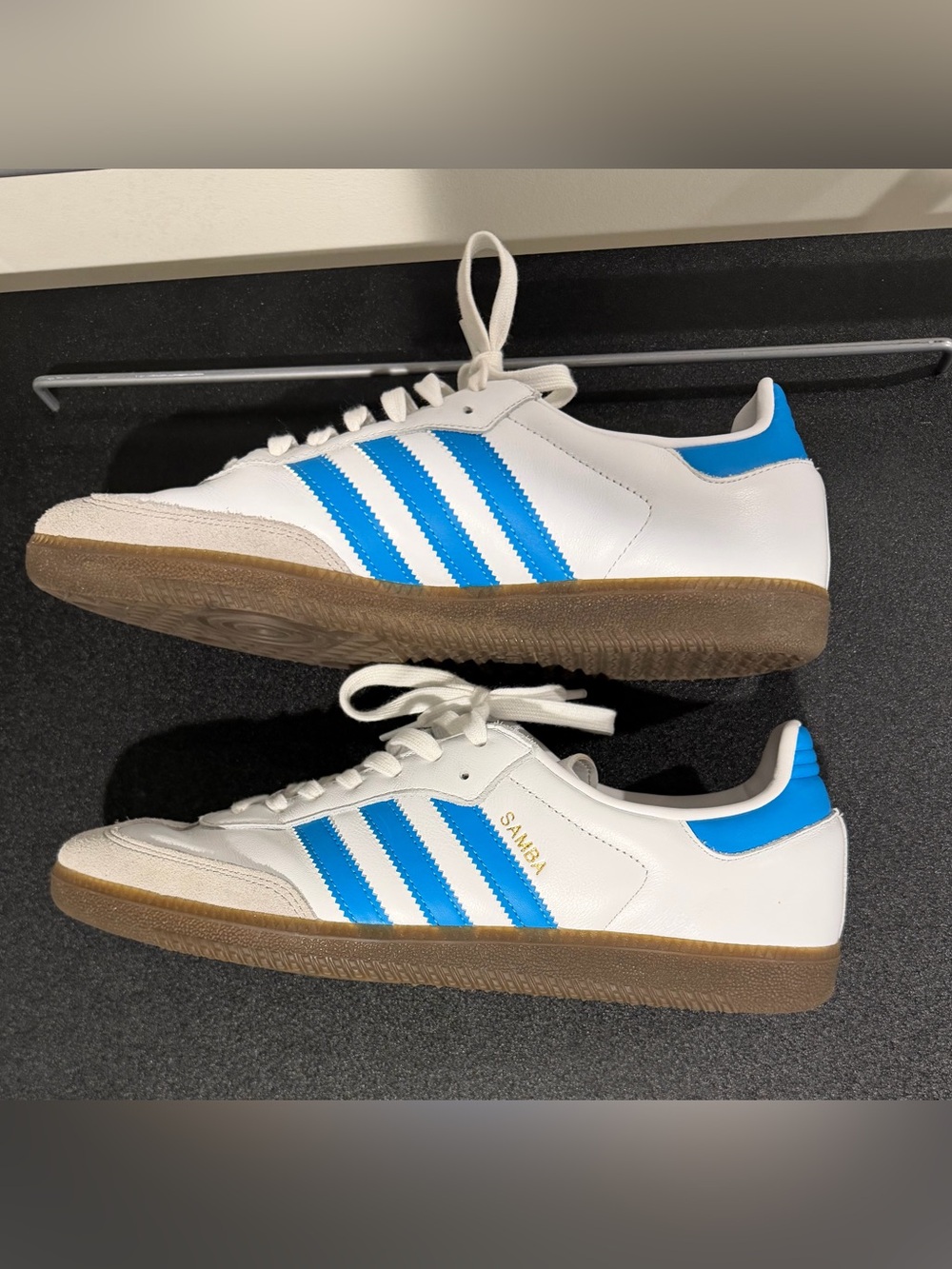 Adidas Samba White & Blue Classic Low-Top Sneakers - Picture 3 of 9